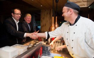 Offical launch of The Chef's Table at Delphi Adventure Resort - signature restaurant by Stefan Matz. Pictured from L/R are John Mulroy (Castlebar), Brian Quinn (Failte ireland) and Chef Stefan Matz. Pic: Michael McLaughlin